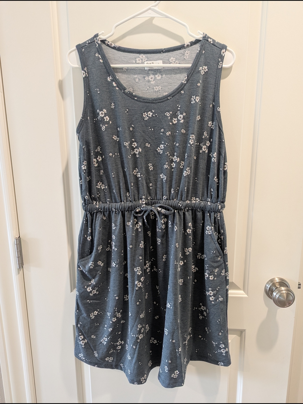 Maurices Gray Floral Sleeveless Drawstring Mini Dress - Picture 2 of 6
